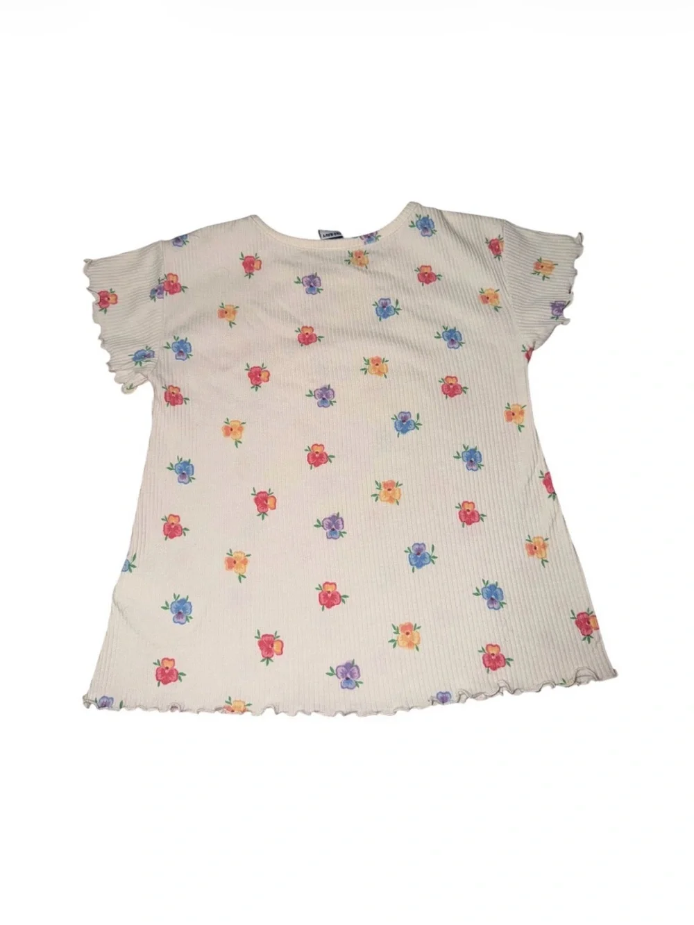 Girls Floral Ribbed Tee